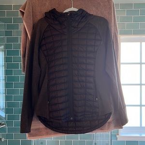 North Face black zip up hooded jacket